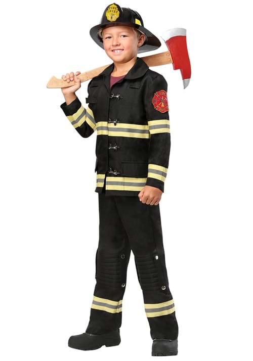 Kid's Black Uniform Firefighter Costume